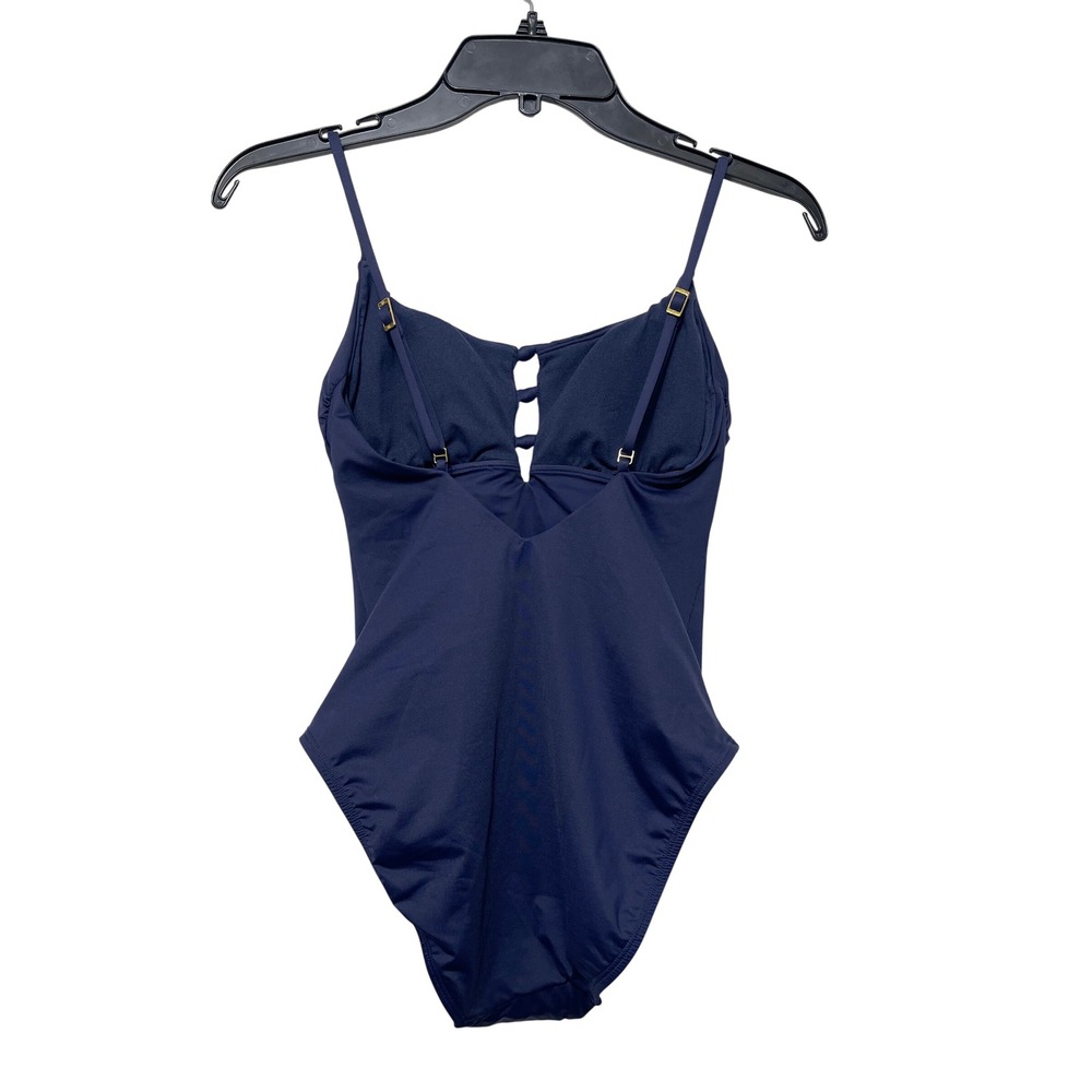 New Lauren Ralph Lauren Navy Blue Keyhole Knot One Piece Swimsuit Size 6 - Picture 7 of 12